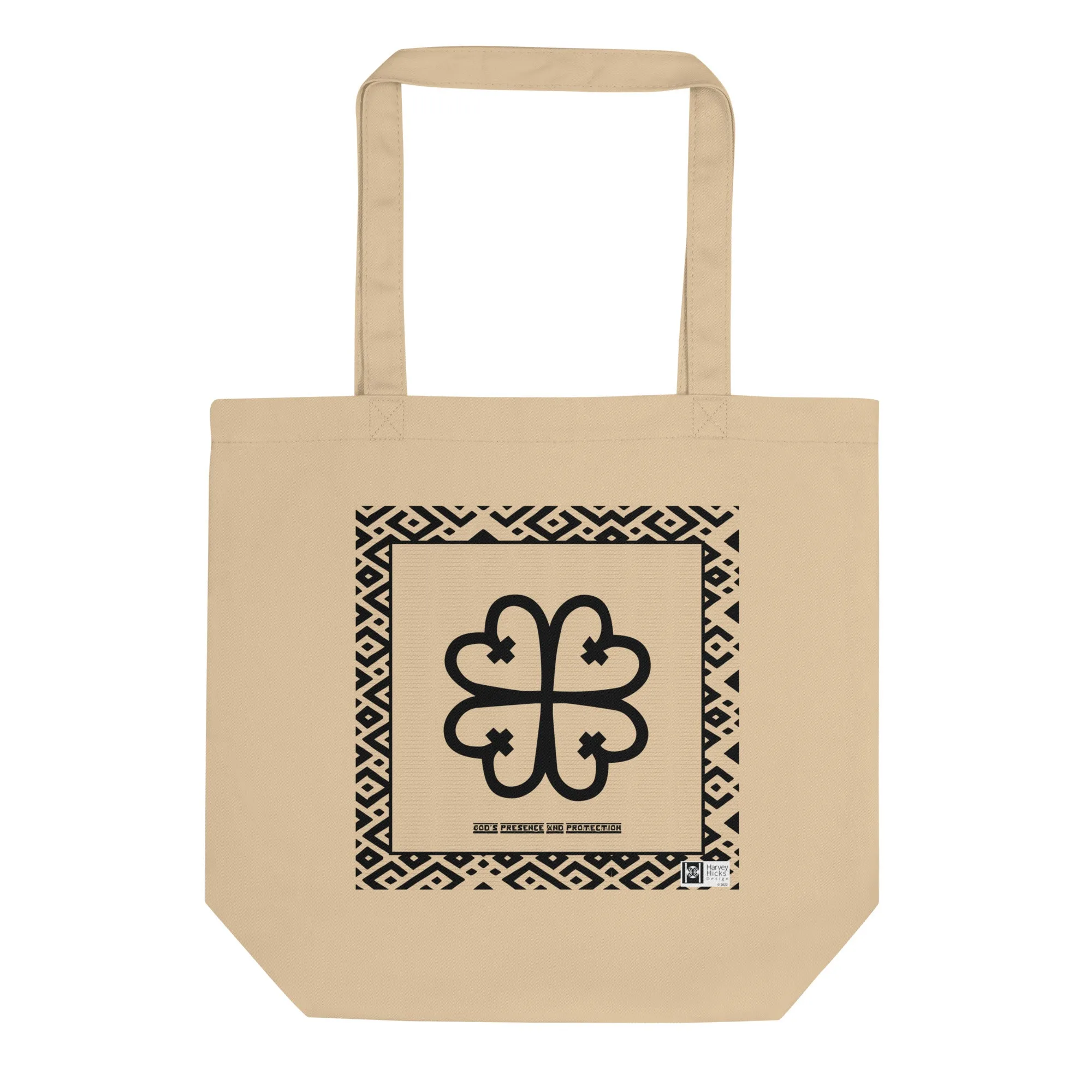 100% cotton Eco Tote Bag, featuring the Adinkra symbol for the presence of All That Is