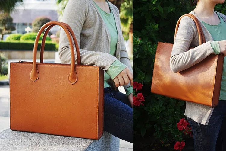 100% Handmade Italian Vegetable Tanned Leather Tote Bag, Shoulder Bag, Lady Shopper Bag D010