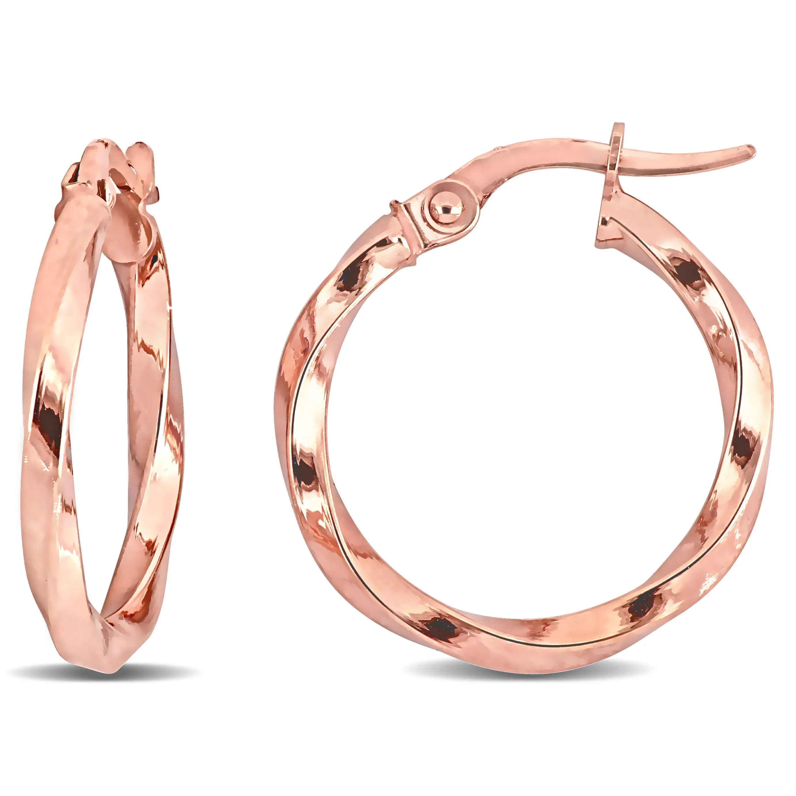 10K Rose Gold Twisted Hoop Earrings