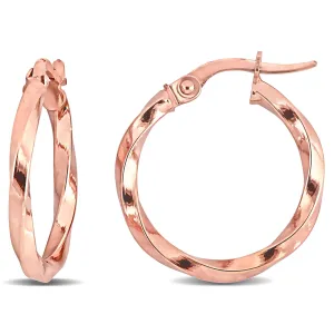 10K Rose Gold Twisted Hoop Earrings