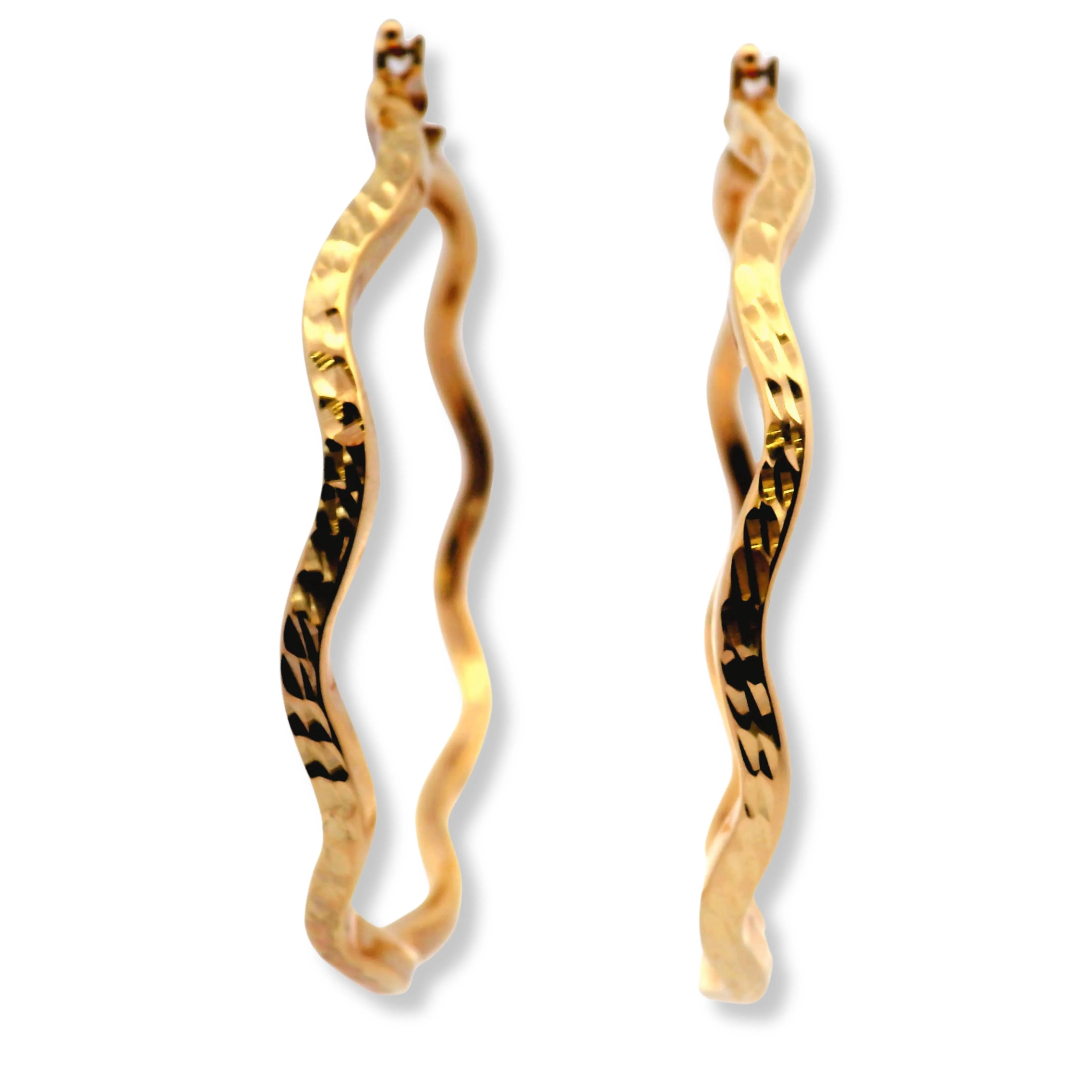10K Yellow Gold Twisted Medium Hoop Earrings