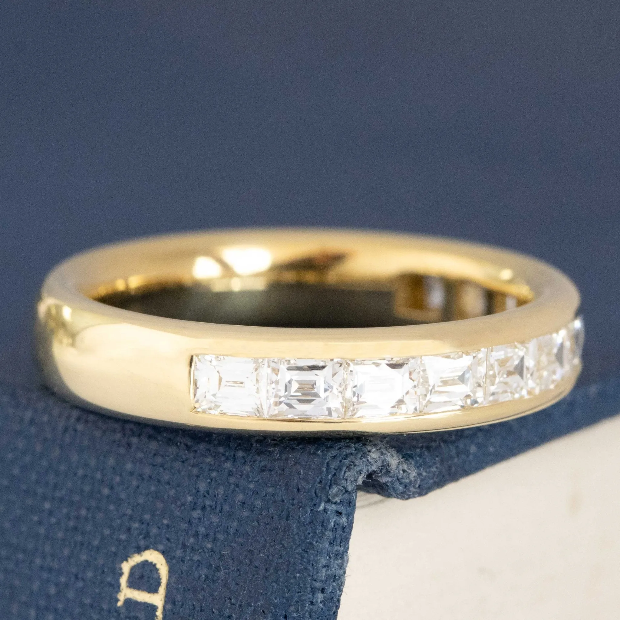 1.11ctw French Baguette Cut Diamond Half Eternity Band