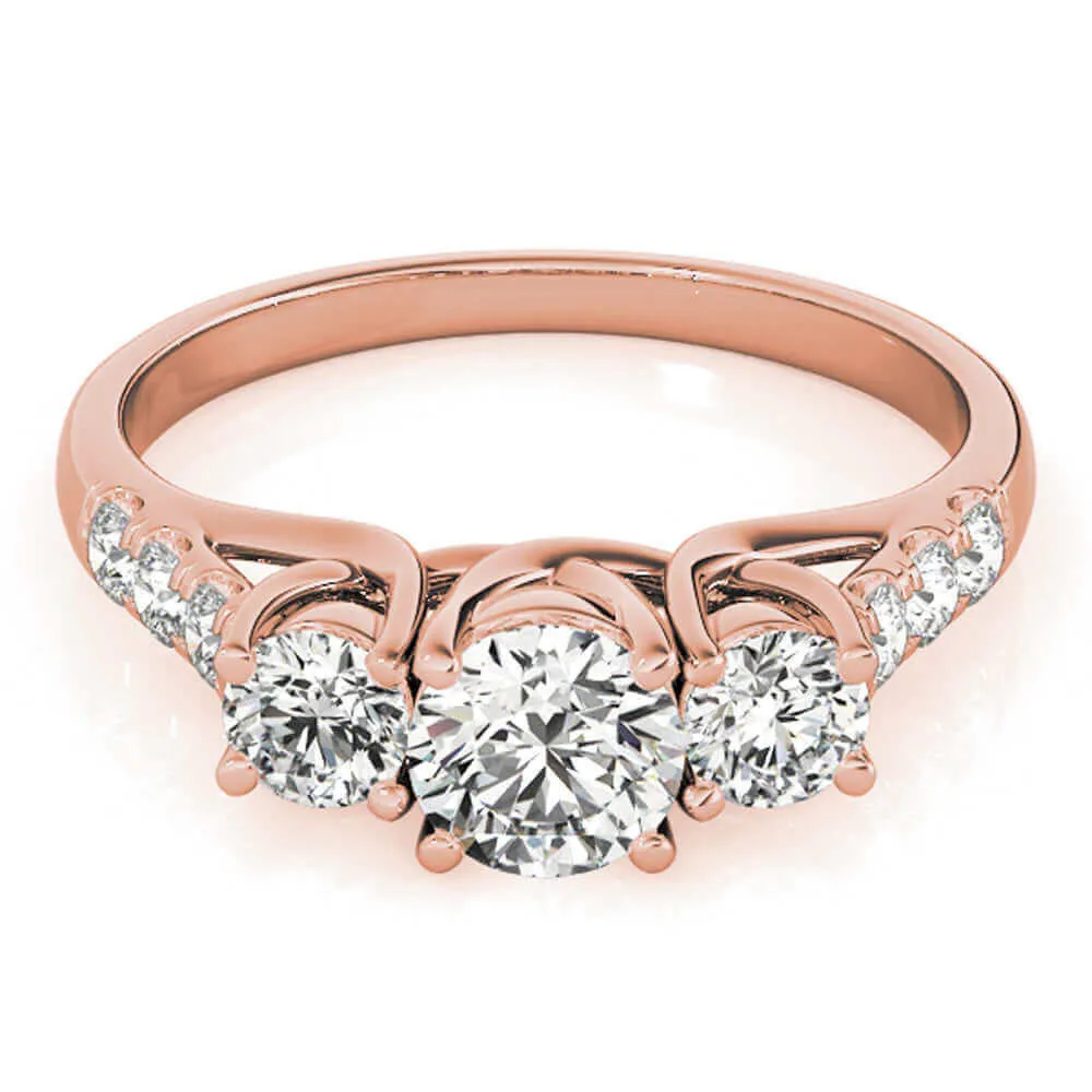 14k Rose Gold Three-Stone Engagement Ring (0.25 carat, I-J Color, I2-I3 Clarity)