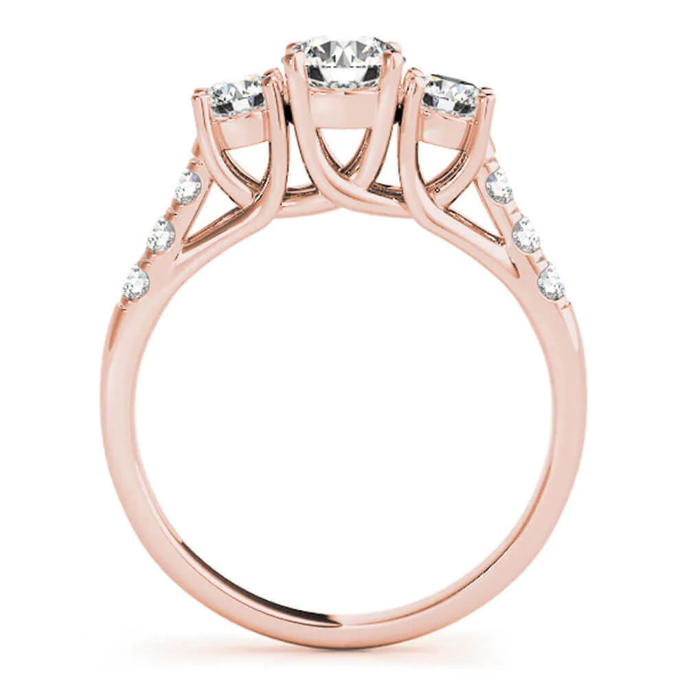 14k Rose Gold Three-Stone Engagement Ring (0.25 carat, I-J Color, I2-I3 Clarity)