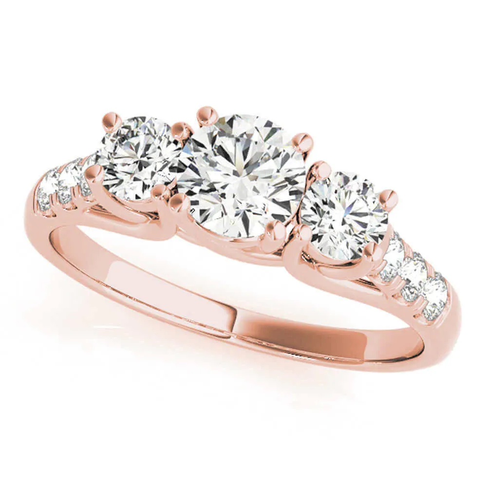 14k Rose Gold Three-Stone Engagement Ring (0.25 carat, I-J Color, I2-I3 Clarity)