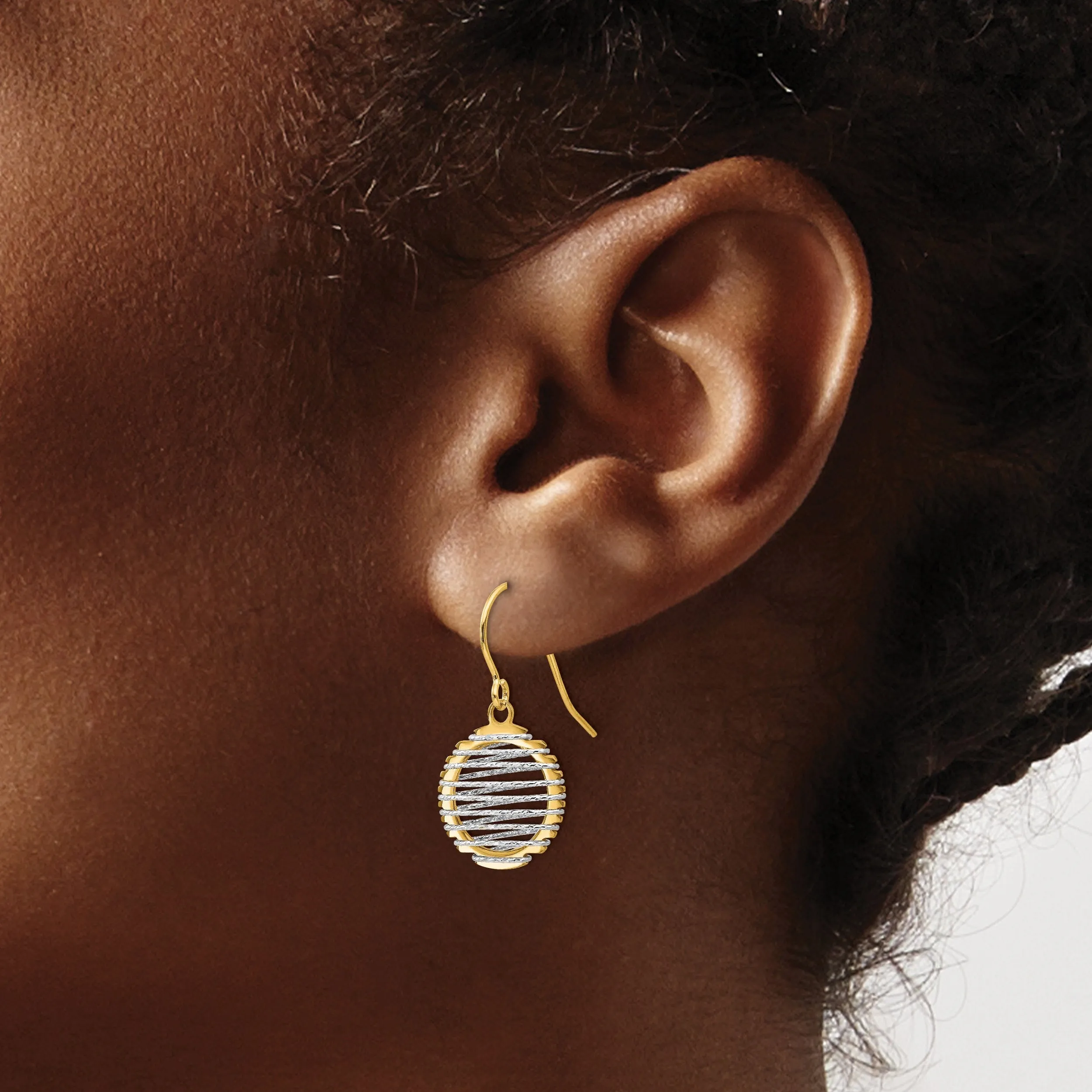 14k Two tone Wire Dangle Earrings