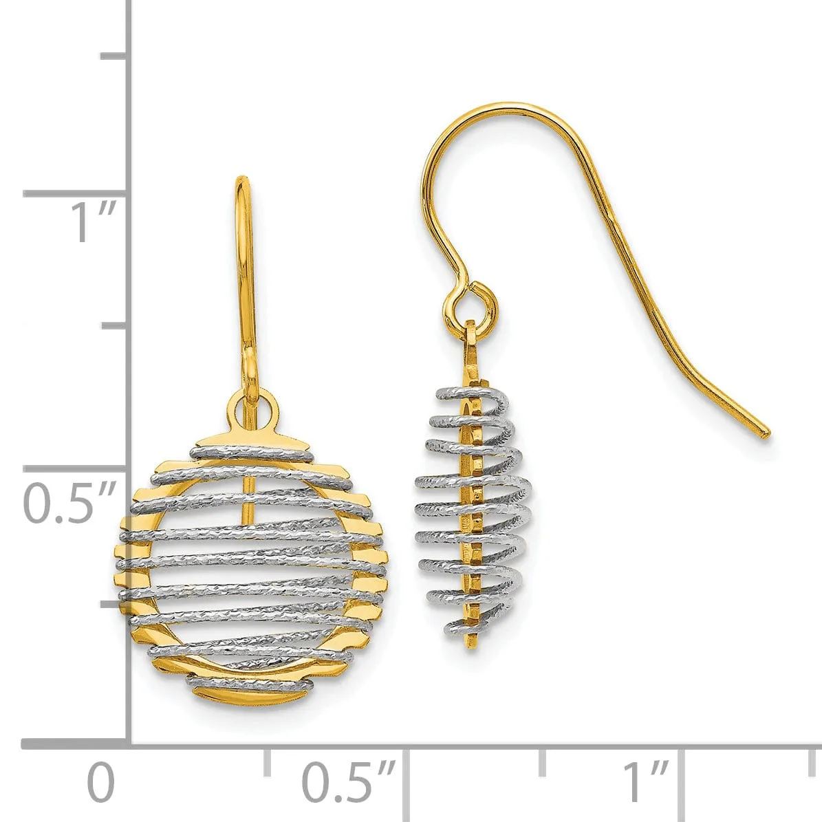 14k Two tone Wire Dangle Earrings