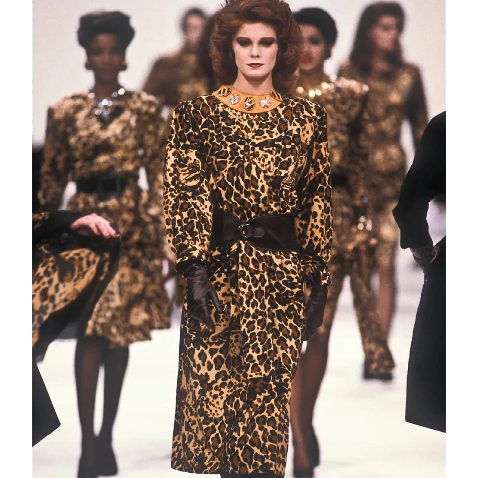 1986 F/W Leopard Print Silk Dress