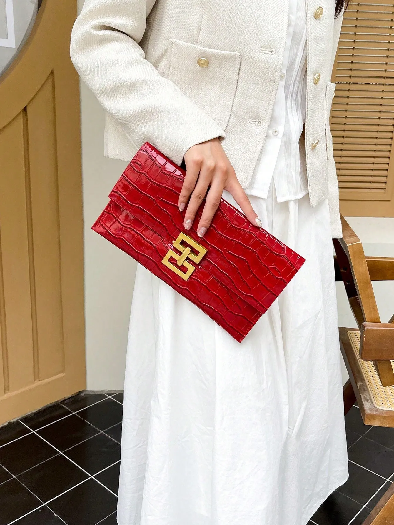 1pc Luxury Stone Pattern Clutch Bag- FD ⚡