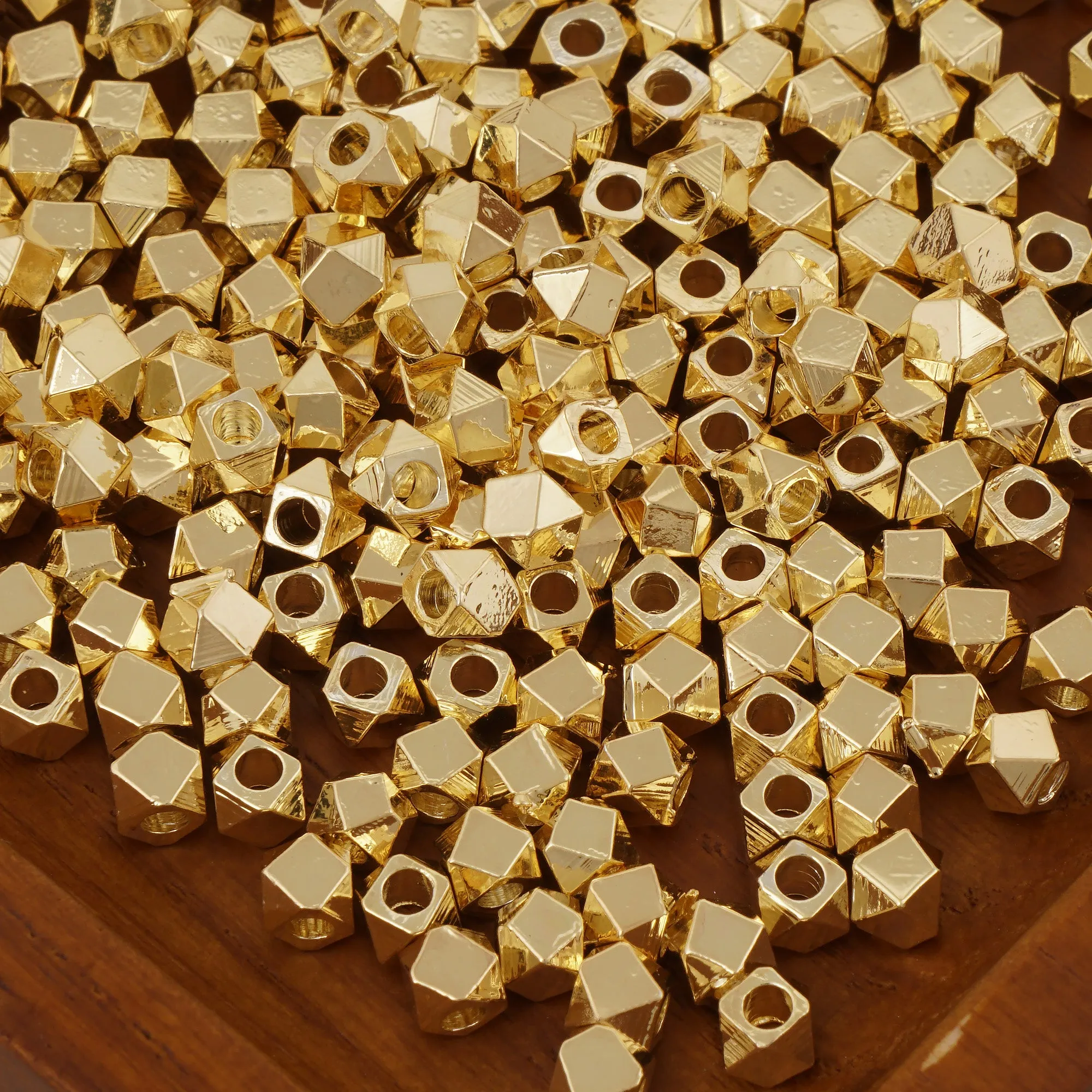 20 pieces 3mm&4mm 14k Gold filled Faceted Hexagon Beads Hexagon Charms Spacer Beads Spacer Findings for Bracelet nacklace making 104069