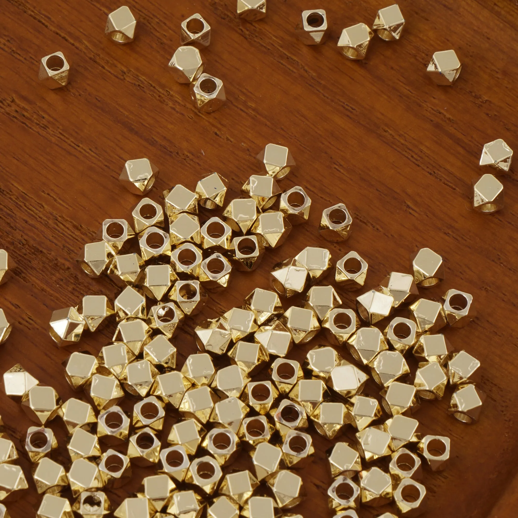 20 pieces 3mm&4mm 14k Gold filled Faceted Hexagon Beads Hexagon Charms Spacer Beads Spacer Findings for Bracelet nacklace making 104069
