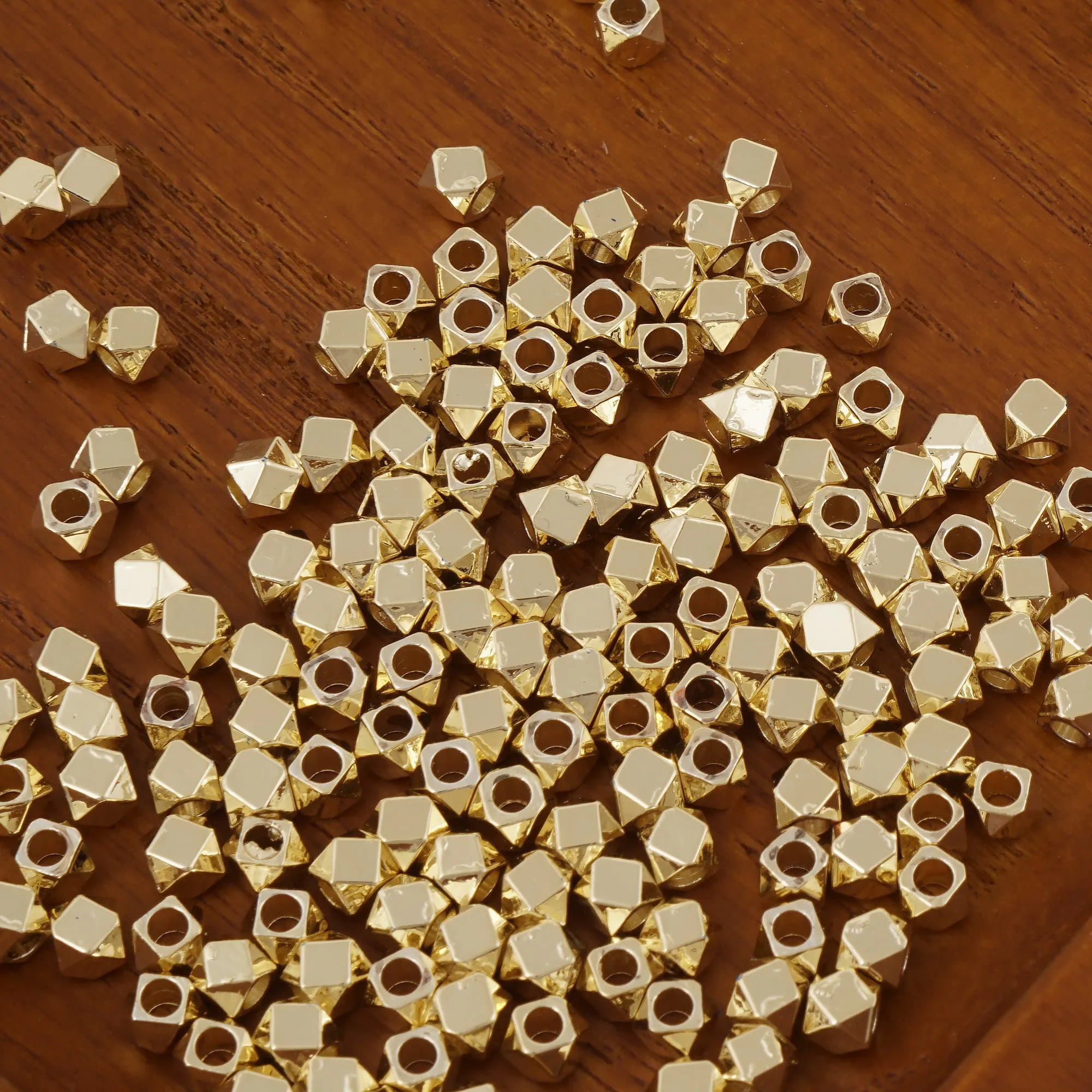 20 pieces 3mm&4mm 14k Gold filled Faceted Hexagon Beads Hexagon Charms Spacer Beads Spacer Findings for Bracelet nacklace making 104069
