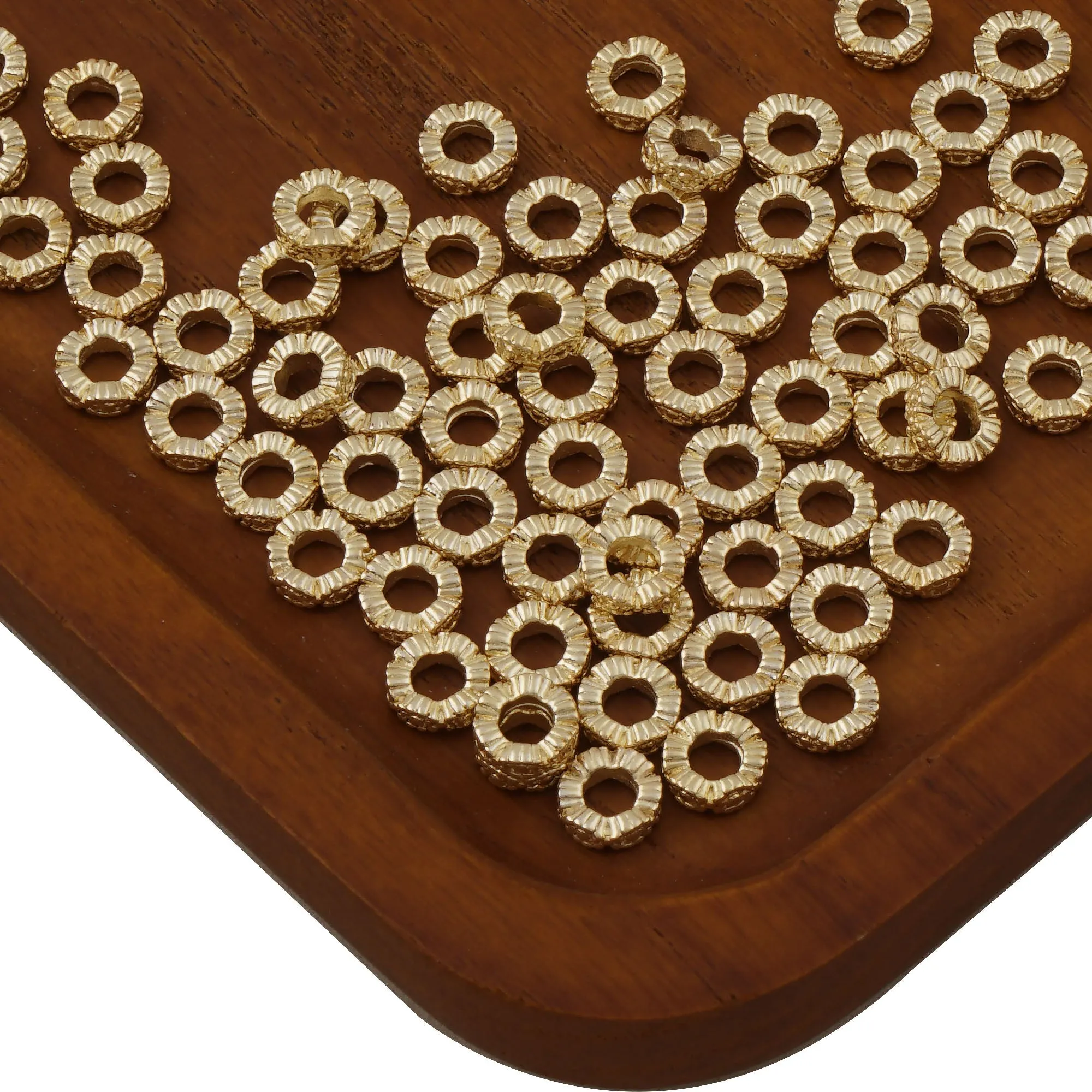 20PCS 14k Gold Filled Rondelle Beads, 6mm Metal Round Spacer Beads, Bracelet Beads, Necklace Beads, DIY Crafts 10419550