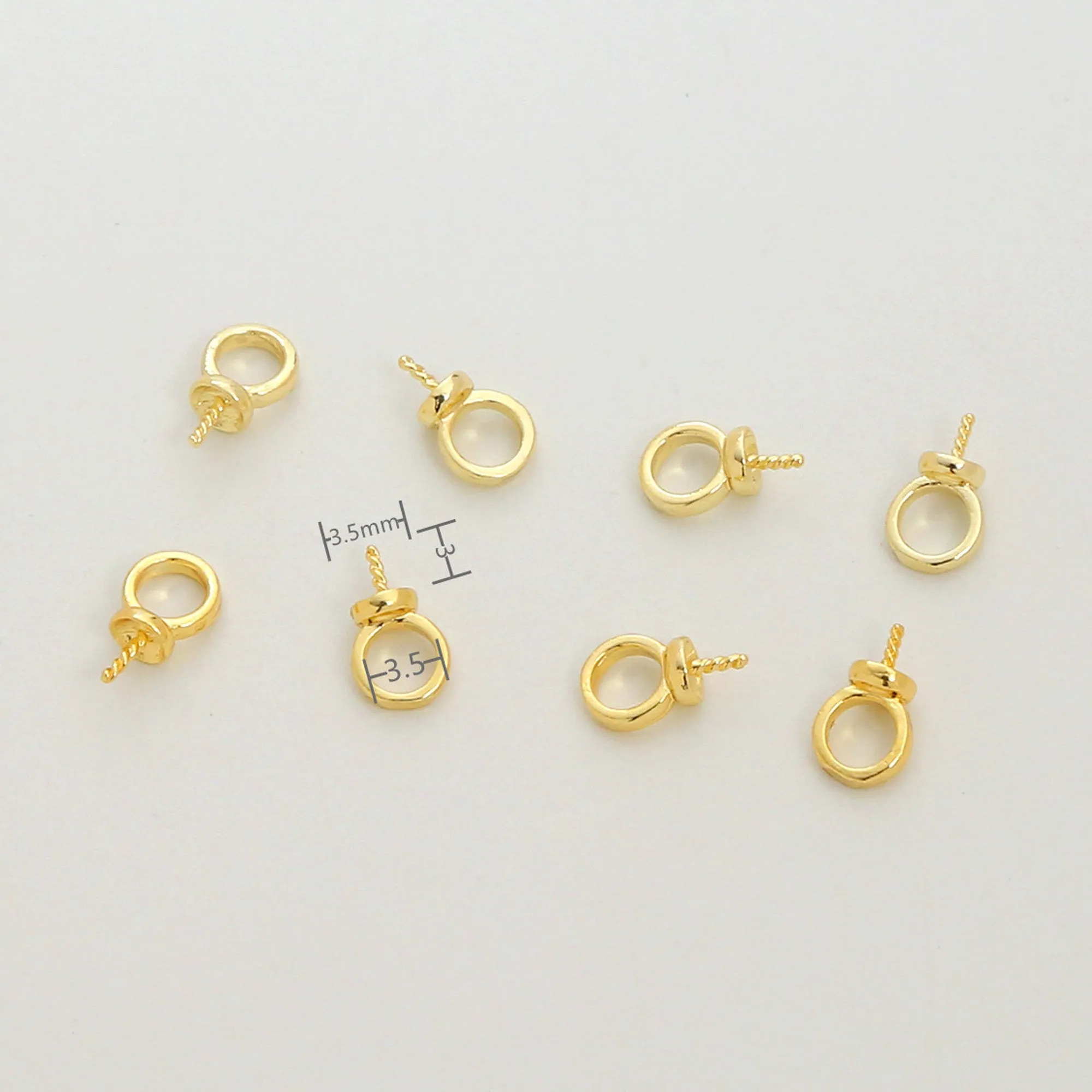 20PCS 14k Gold Filled Screw Sheep Eye Pin Bails, Eye Bails, Pearl Cap, Bead Cap, Pendant Bails Jewelry Making 10421550