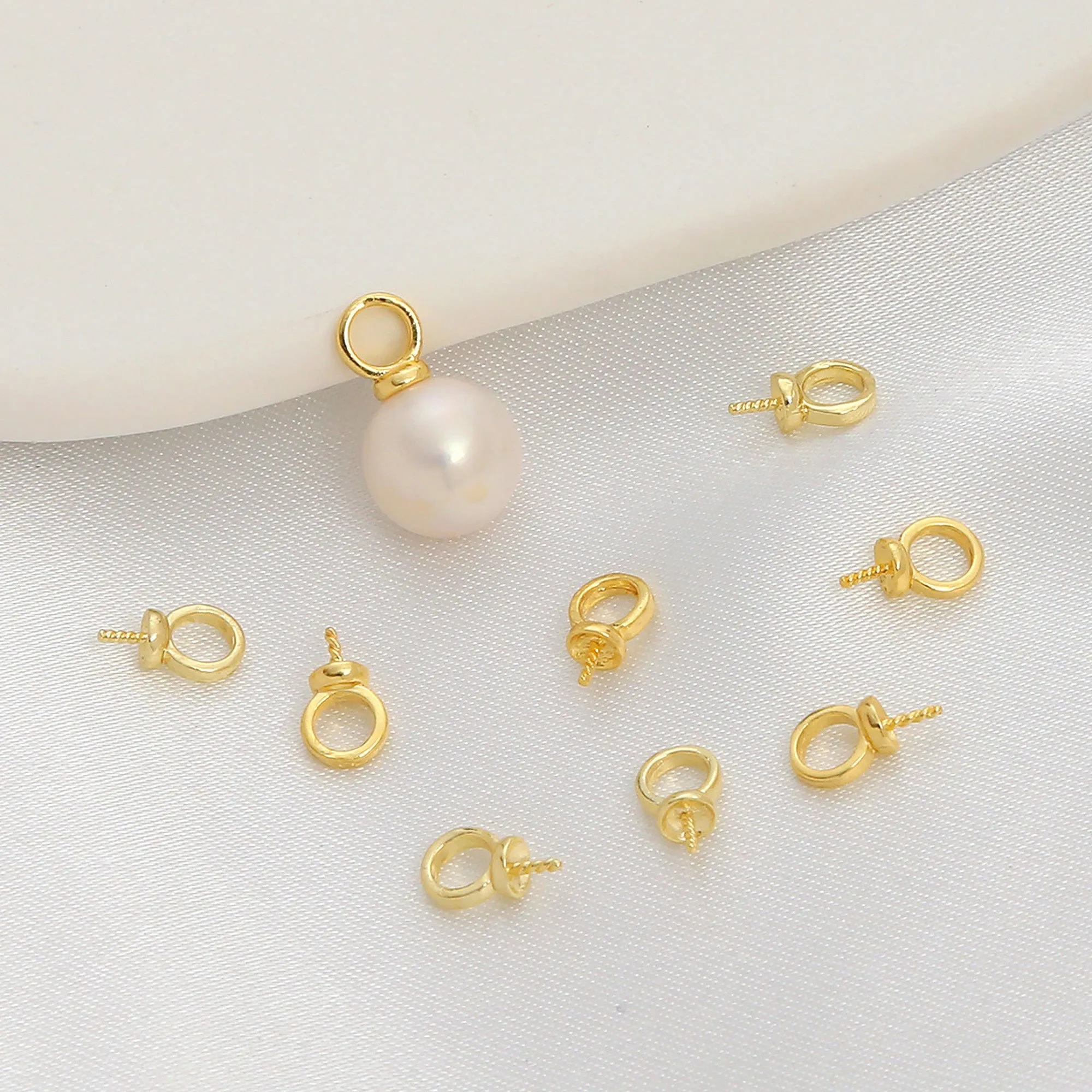 20PCS 14k Gold Filled Screw Sheep Eye Pin Bails, Eye Bails, Pearl Cap, Bead Cap, Pendant Bails Jewelry Making 10421550