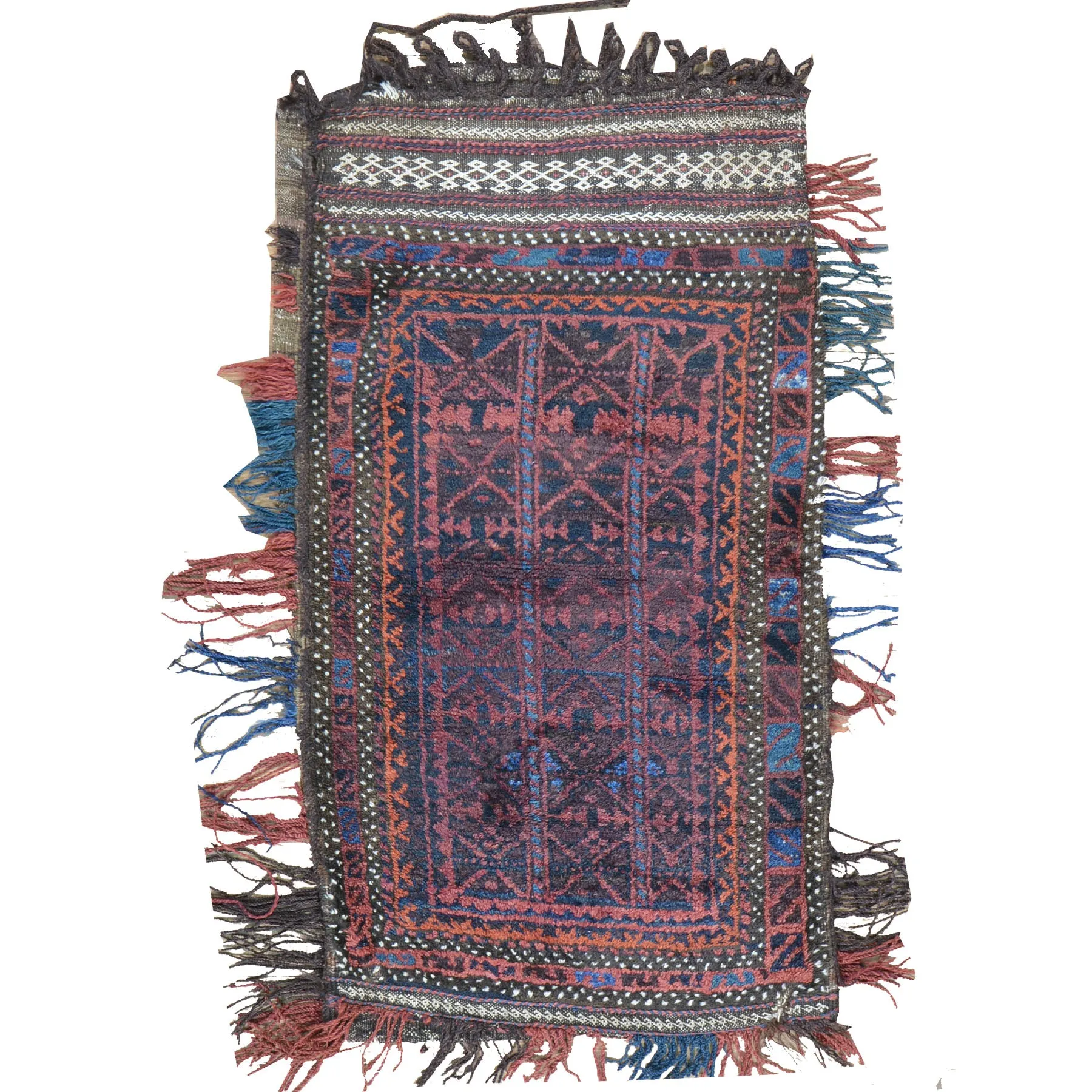 2.2 x 3.11 Hand-Knotted Baluchi Handmade Vintage Saddle Bag Pure Wool Cwral-8505