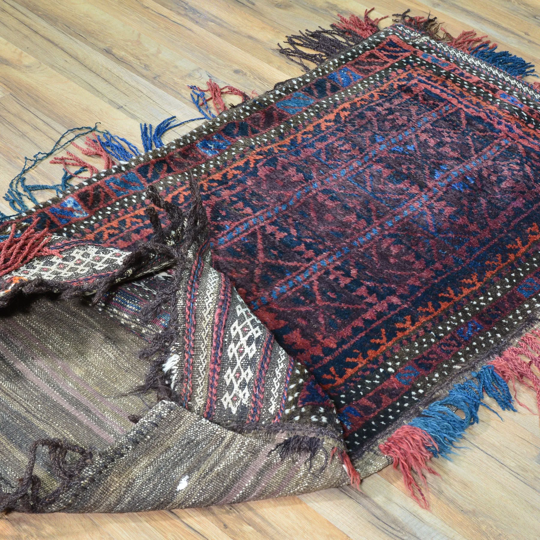 2.2 x 3.11 Hand-Knotted Baluchi Handmade Vintage Saddle Bag Pure Wool Cwral-8505