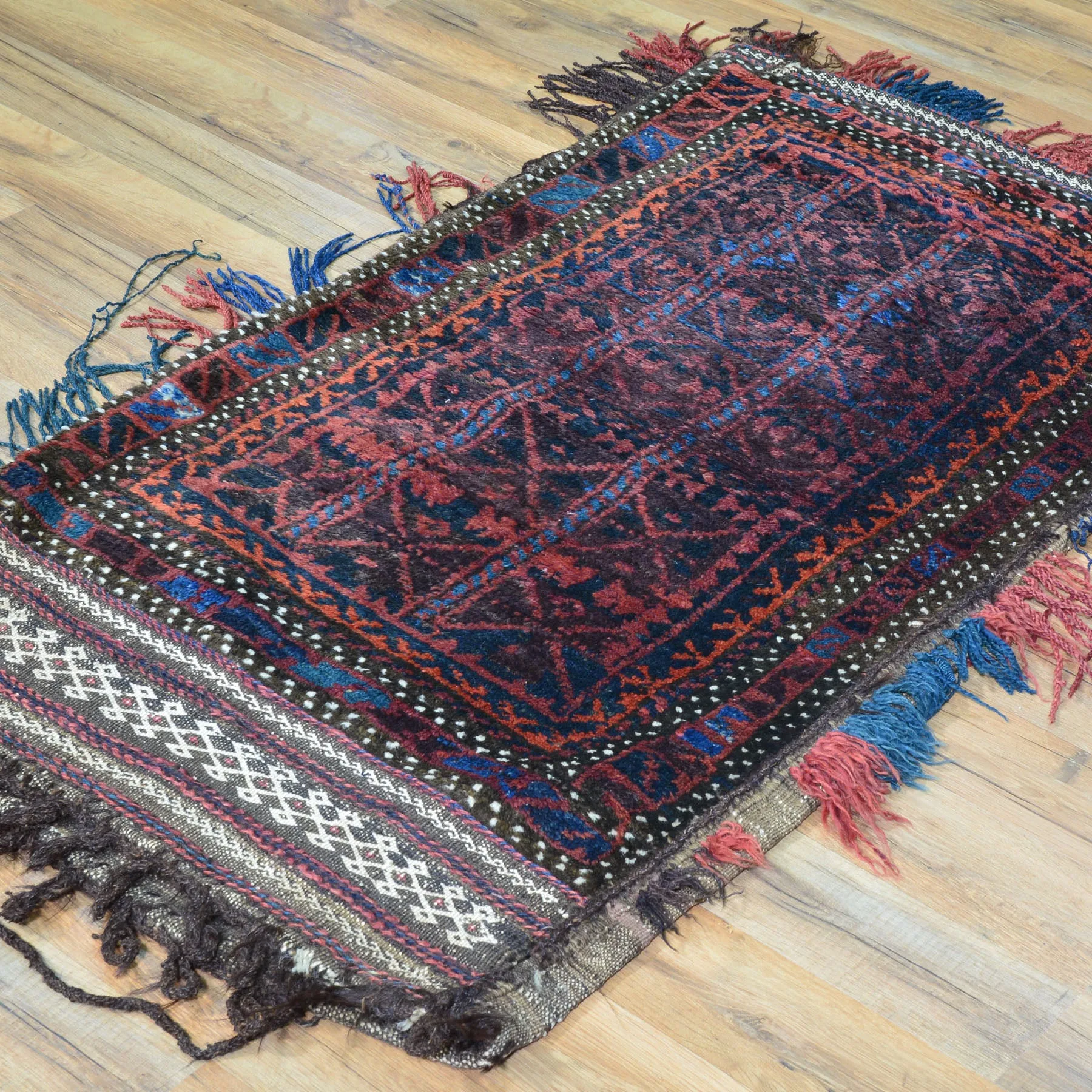 2.2 x 3.11 Hand-Knotted Baluchi Handmade Vintage Saddle Bag Pure Wool Cwral-8505
