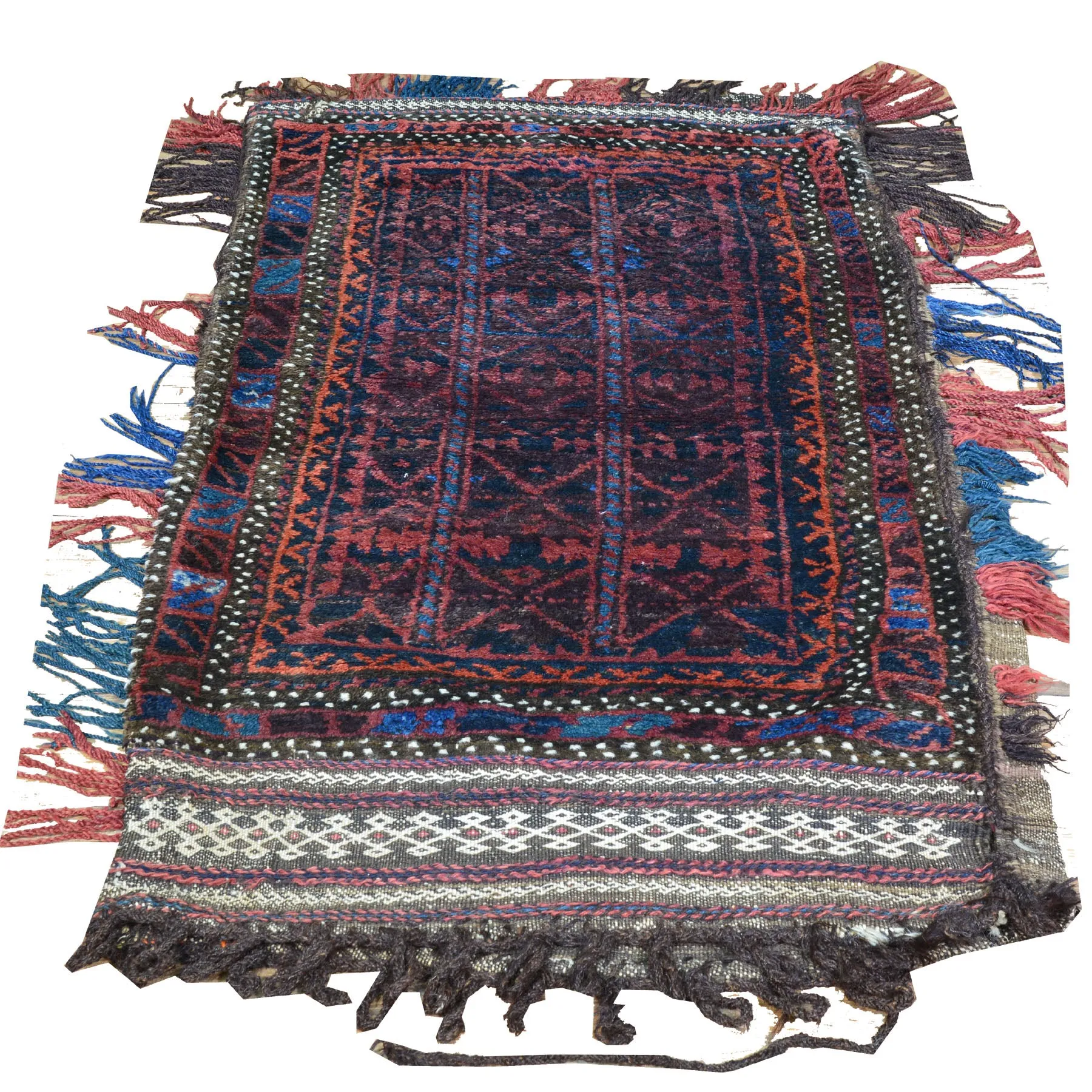 2.2 x 3.11 Hand-Knotted Baluchi Handmade Vintage Saddle Bag Pure Wool Cwral-8505