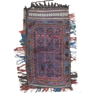 2.2 x 3.11 Hand-Knotted Baluchi Handmade Vintage Saddle Bag Pure Wool Cwral-8505