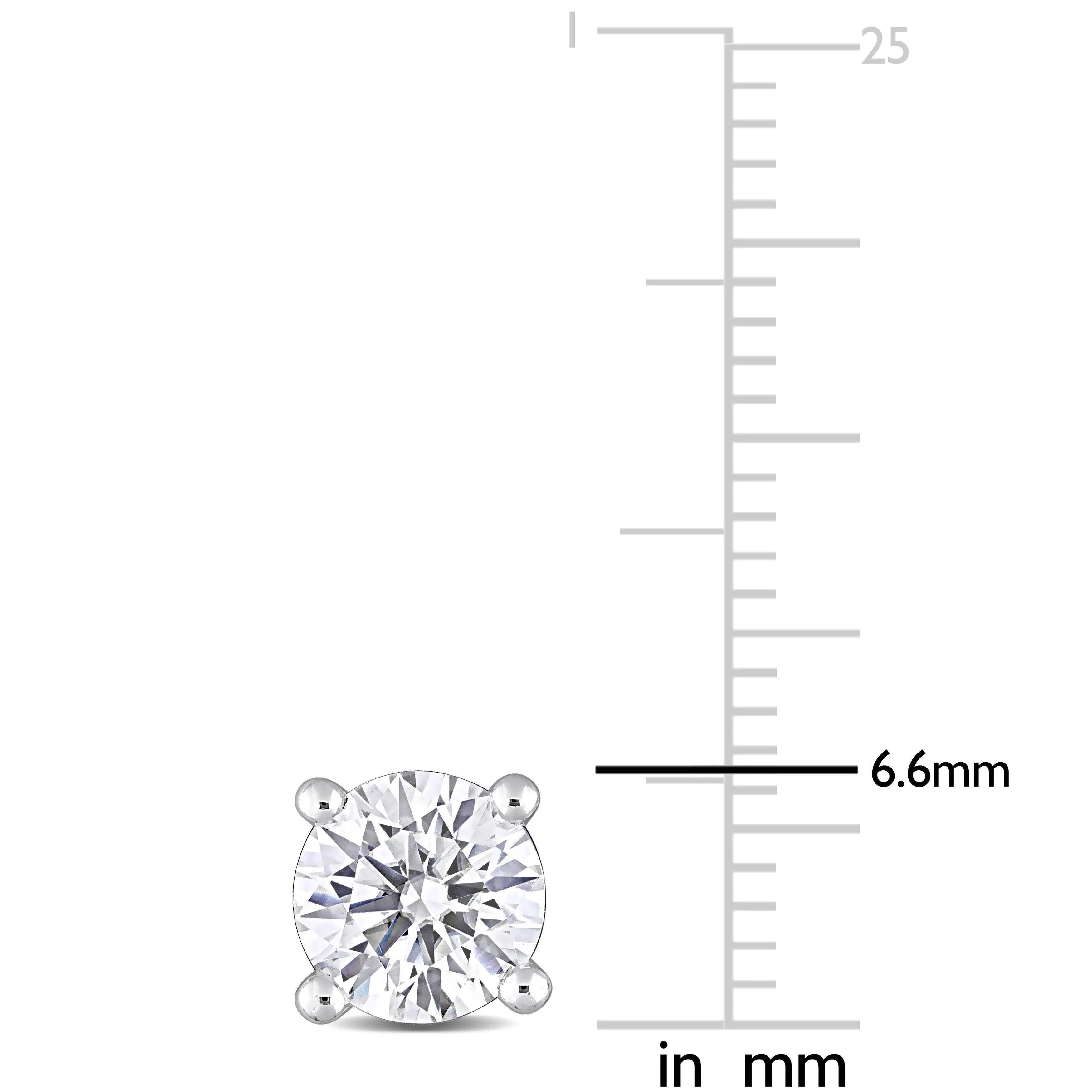 2CT TW round Moissanite Stud silver