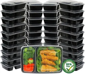 40 Pack - SimpleHouseware 2 Compartments Reusable Meal Prep Storage Container Boxes, 28 Ounces