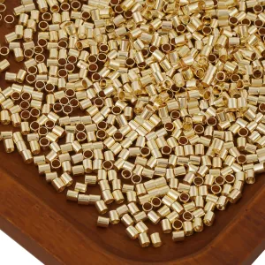 500PCS 2x2mm 14k Gold Filled Crimp Beads stopper tube for Jewelry Making Supplies 10406350
