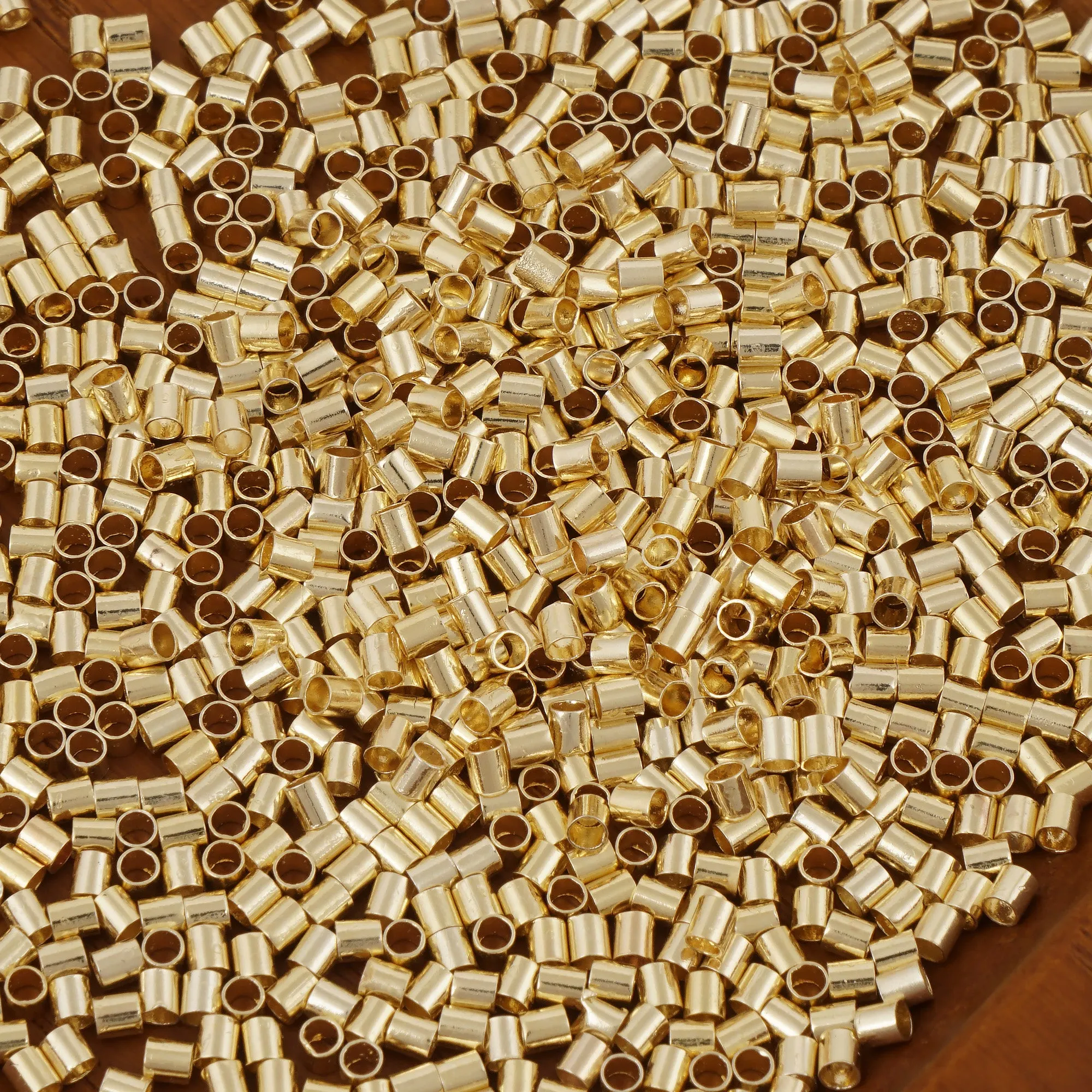 500PCS 2x2mm 14k Gold Filled Crimp Beads stopper tube for Jewelry Making Supplies 10406350