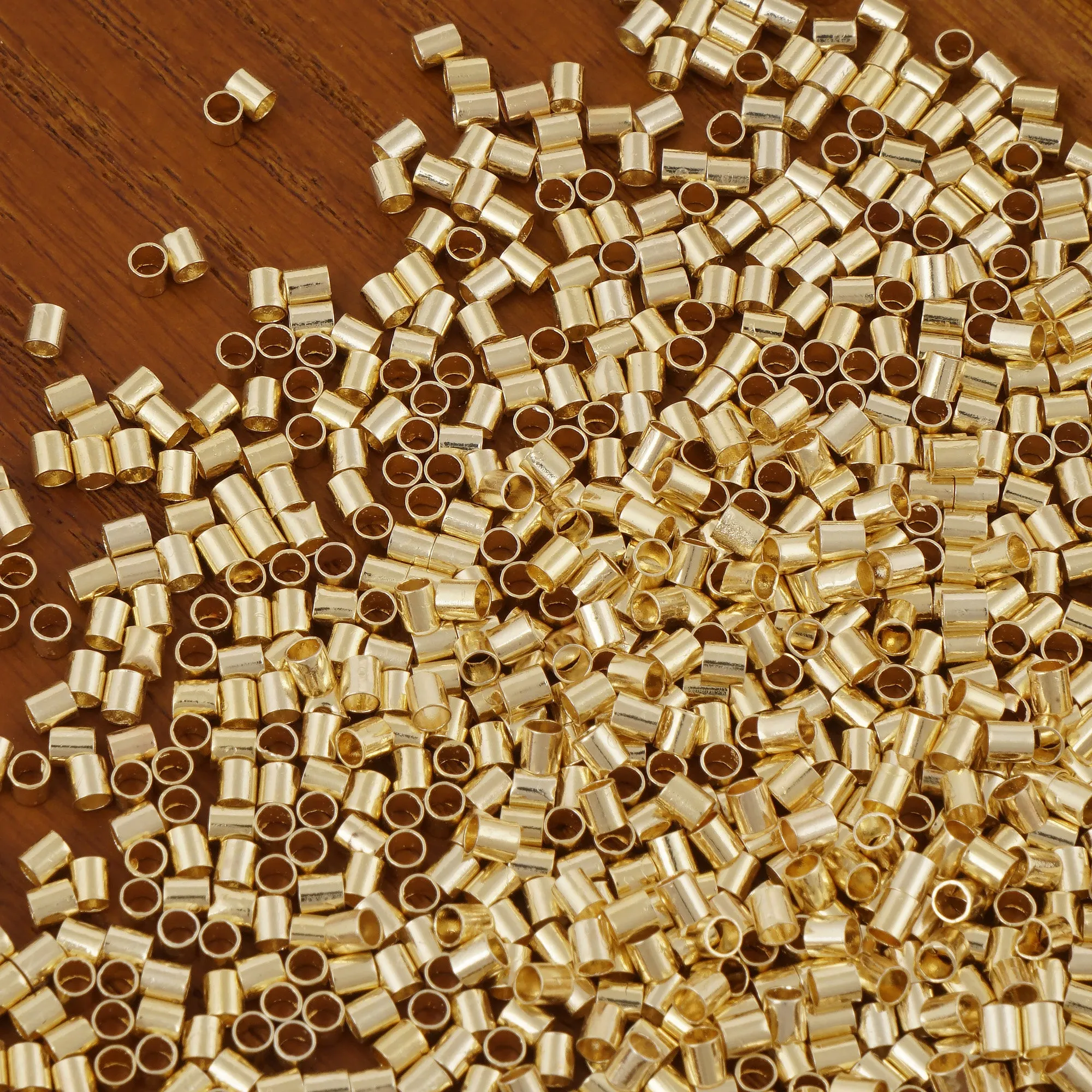 500PCS 2x2mm 14k Gold Filled Crimp Beads stopper tube for Jewelry Making Supplies 10406350