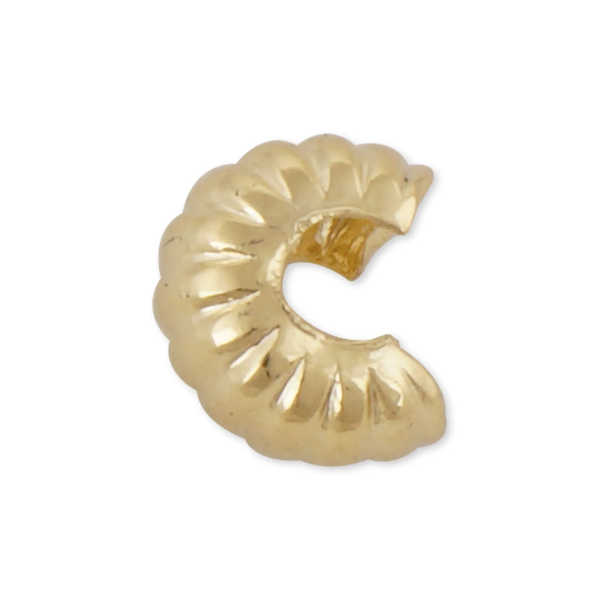 50PCS 4mm 14k Gold Filled Corrugated Crimp Cover Beads Cord Ends for jewelry making 10406850