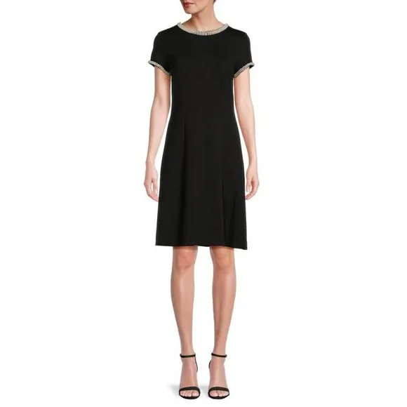 (52% OFF) NEW Karl Lagerfeld Paris Faux Pearl Fit &amp; Flare Dress Size: 8