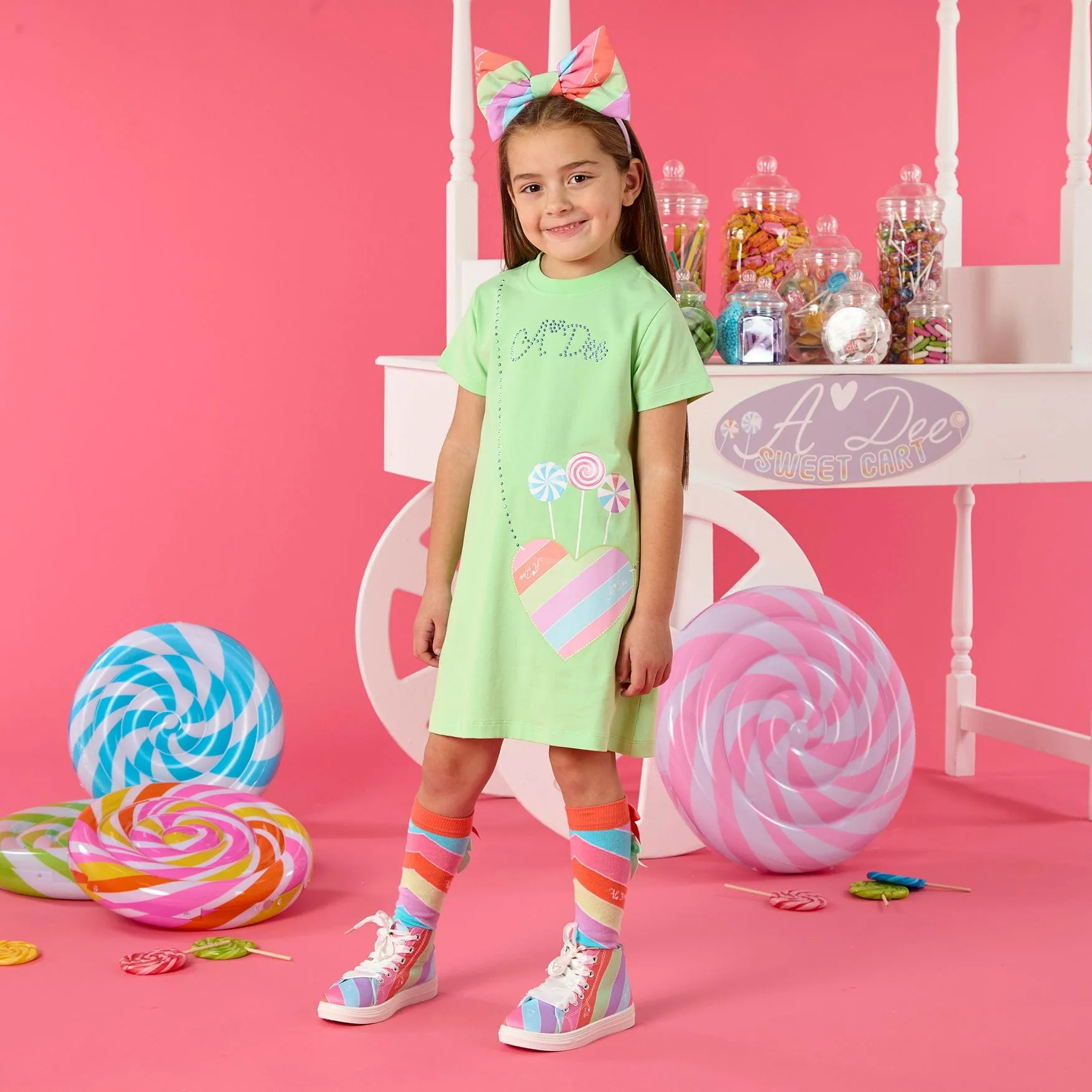 A DEE - Danica Lollipop Love T Shirt Handbag Dress - Tropical Green