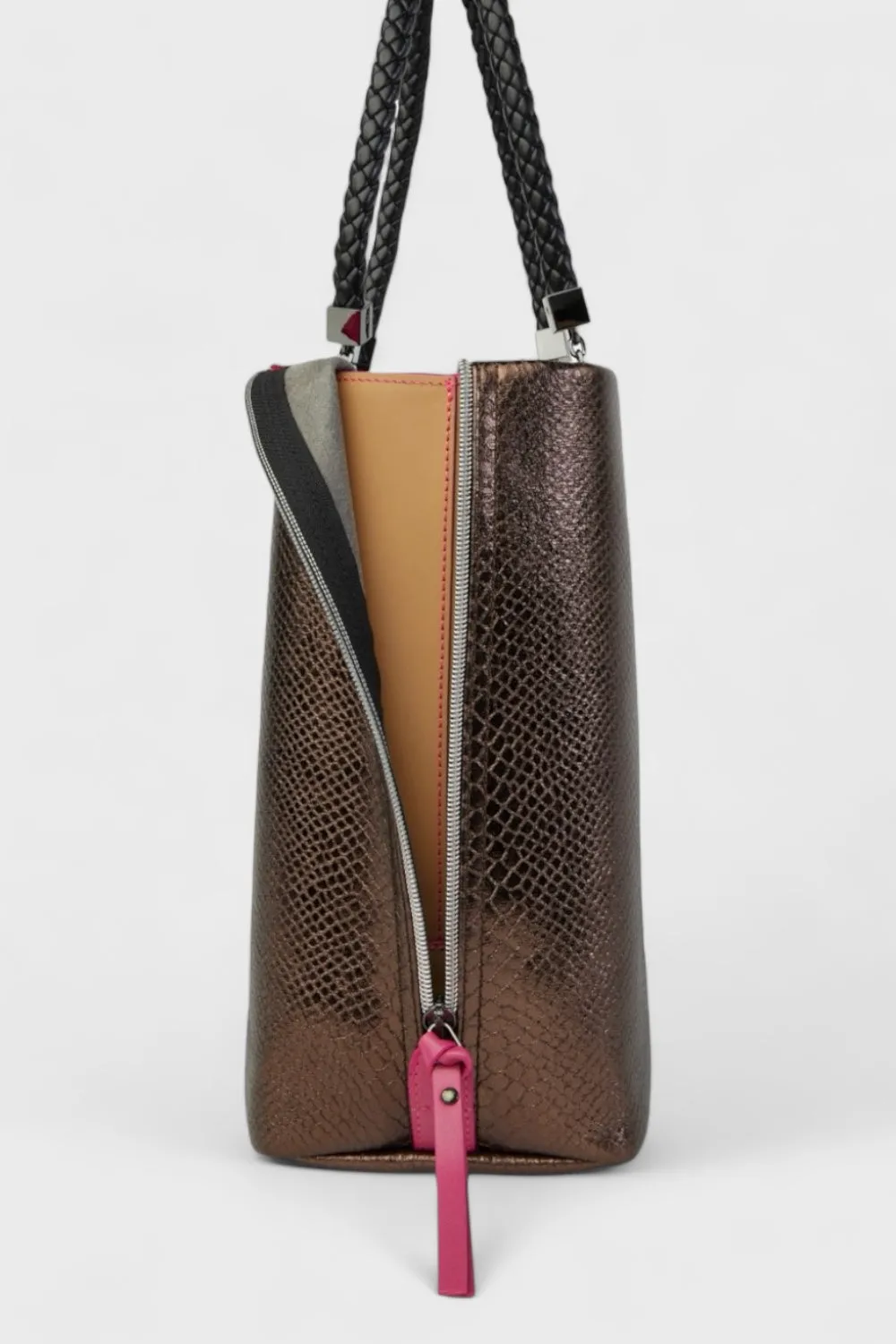 Abree Brown Croc Embossed  Interchangeable Tote