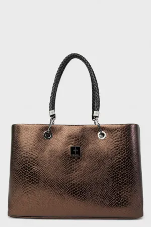 Abree Brown Croc Embossed  Interchangeable Tote
