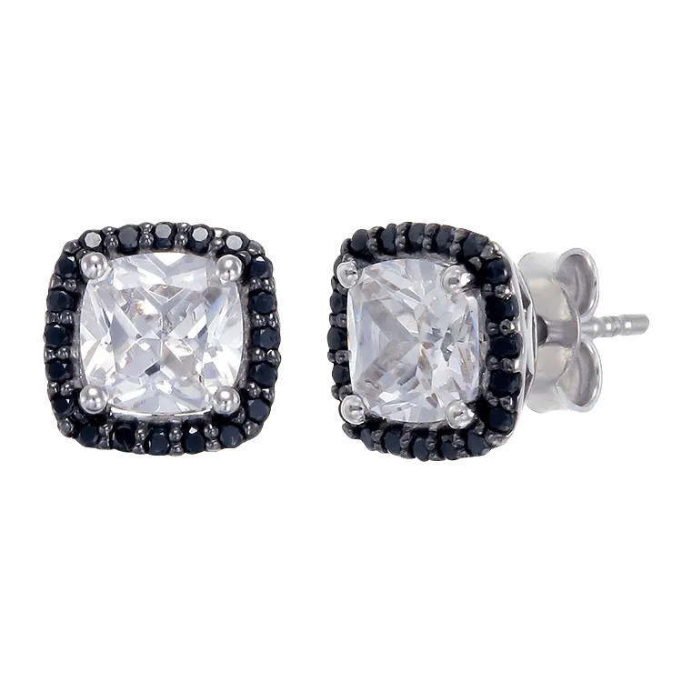 Accented Halo Earrings with Black CZ