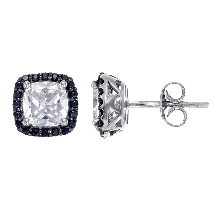 Accented Halo Earrings with Black CZ
