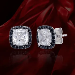 Accented Halo Earrings with Black CZ