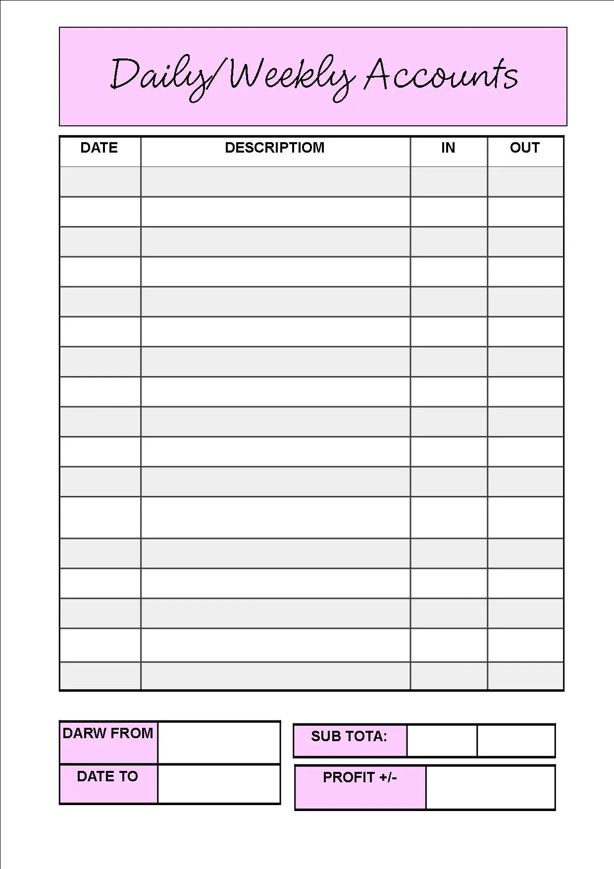 ACCOUNTS BOOK - A5 SPIRAL BOUND WITH 60 PAGES