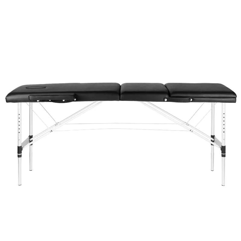 Adjustable 3-Section Black Comfort Massage Table with Aluminum Frame