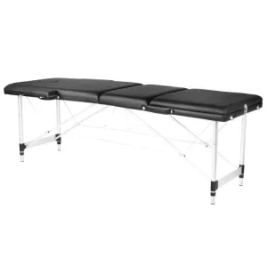 Adjustable 3-Section Black Comfort Massage Table with Aluminum Frame