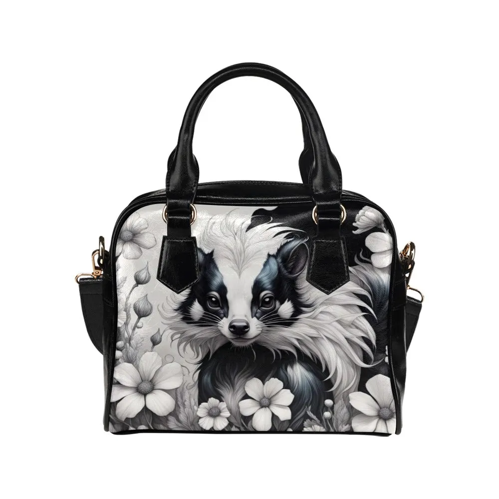 Adorable Fluffy Skunk Purse Bowler Handbag