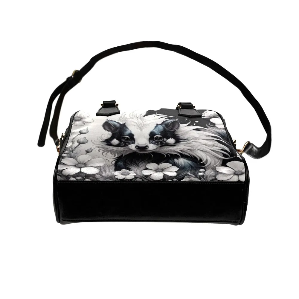 Adorable Fluffy Skunk Purse Bowler Handbag
