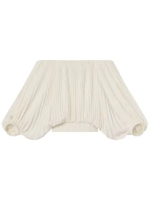 A.L.C. Sienna Satin Pleated Top in Whisper White