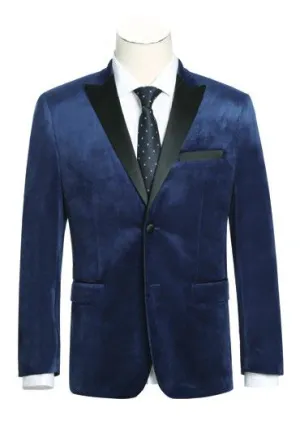 Alessandro Vitello by Renoir Blue Slim Fit Stretch Tuxedo Blazer 290-7