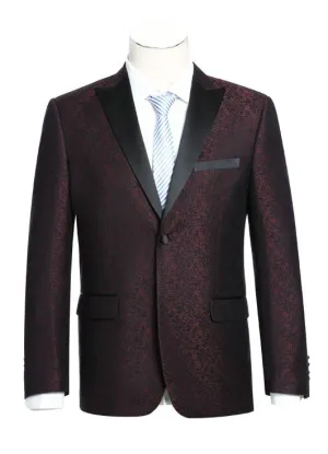 Alessandro Vitello by Renoir Burgundy Slim Fit Tuxedo Blazer 290-5
