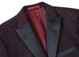 Alessandro Vitello by Renoir Burgundy Slim Fit Tuxedo Blazer 290-5