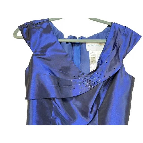 Alfred Angelo Peplum Evening Blouse &amp; Skirt Set Size 4 Midnight Royal Blue Belte