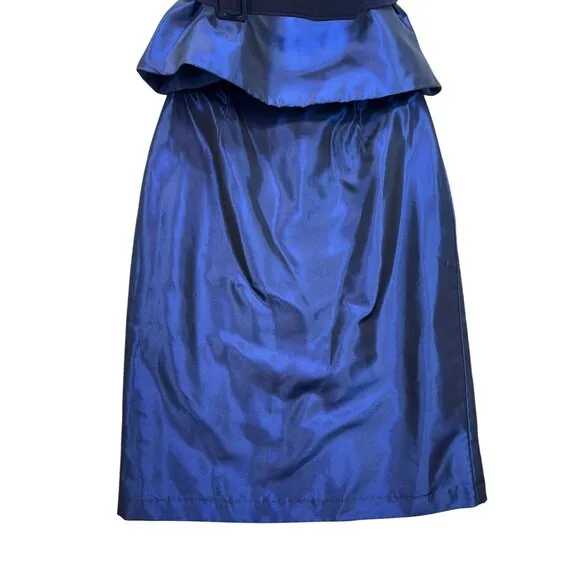 Alfred Angelo Peplum Evening Blouse &amp; Skirt Set Size 4 Midnight Royal Blue Belte