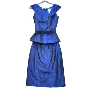 Alfred Angelo Peplum Evening Blouse &amp; Skirt Set Size 4 Midnight Royal Blue Belte
