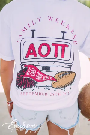 Alpha Omicron Pi Football Family Weekend Pocket Tee